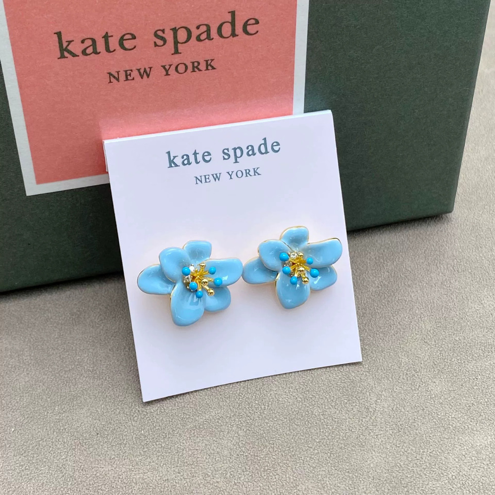 kate spade Colorful Drop Oil Flower Earrings Double Layer Petal Design